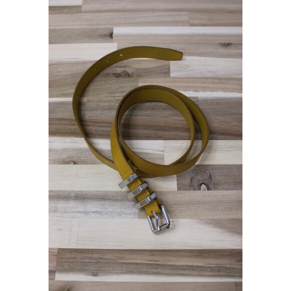 Rebecca Minkoff Belt Skinny Yellow Genuine Leather Silver Buckle Women's Size XL - Picture 6 of 8